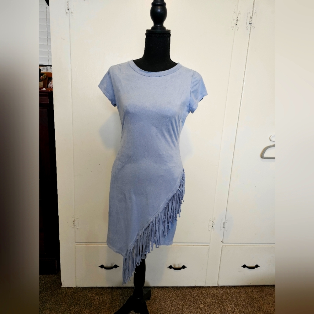 Light Blue Fringe Dress Western